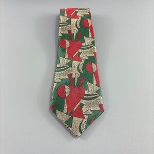 BBB NYC Tan / Orange / Green Abstract Men's Tie 3 3/4" x 58" Vintage